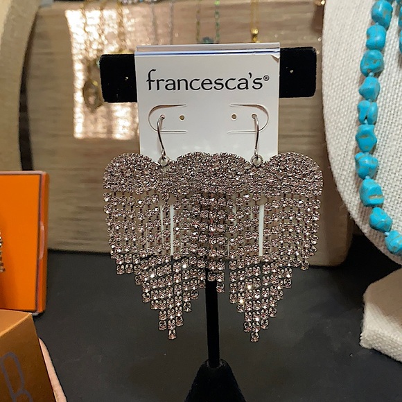 Statement heart rhinestone earrings - Picture 2 of 3